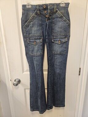 Parasuco Jeans. Vintage pre-owned. Women's Blue Wide-Leg Denim Jeans.size 27